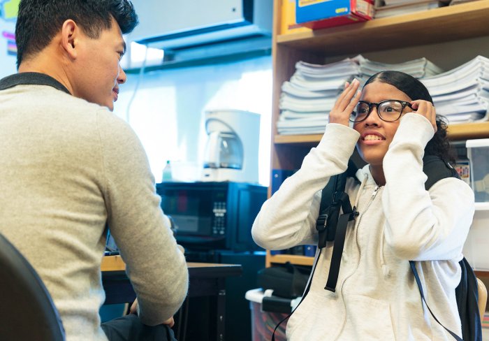 Students gets fitted for glasses